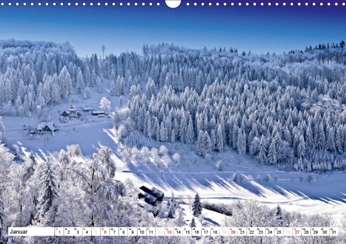 Schönes Südwest-Deutschland, Streifzüge zwischen Rhein, Rebland und Schwarzwald, Kalender, Artevaria, Fotografie, Design, Hubertus Kahl, Winter im Schwarzwald, Ortenau, Baden-Württemberg