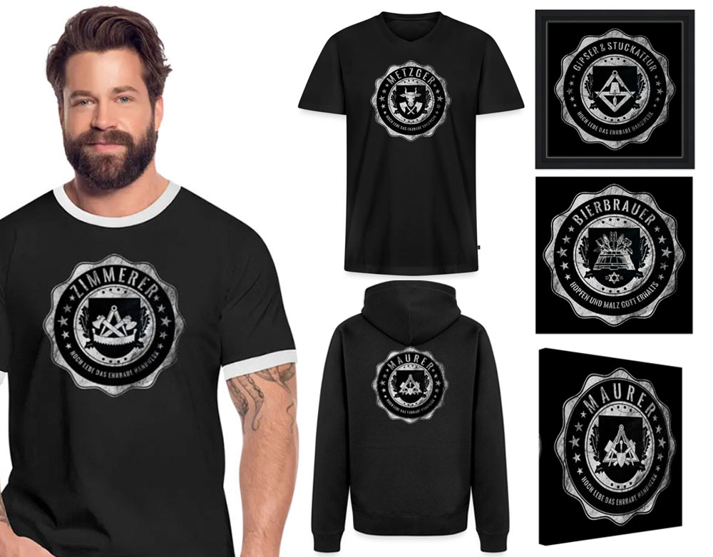 Artevaria, Mode, Bekleidung, Shop, Jacken, T-Shirts, Hoodies, Pullover, Sportswear, Tank Tops, Handwerker, Zunftwappen, Design